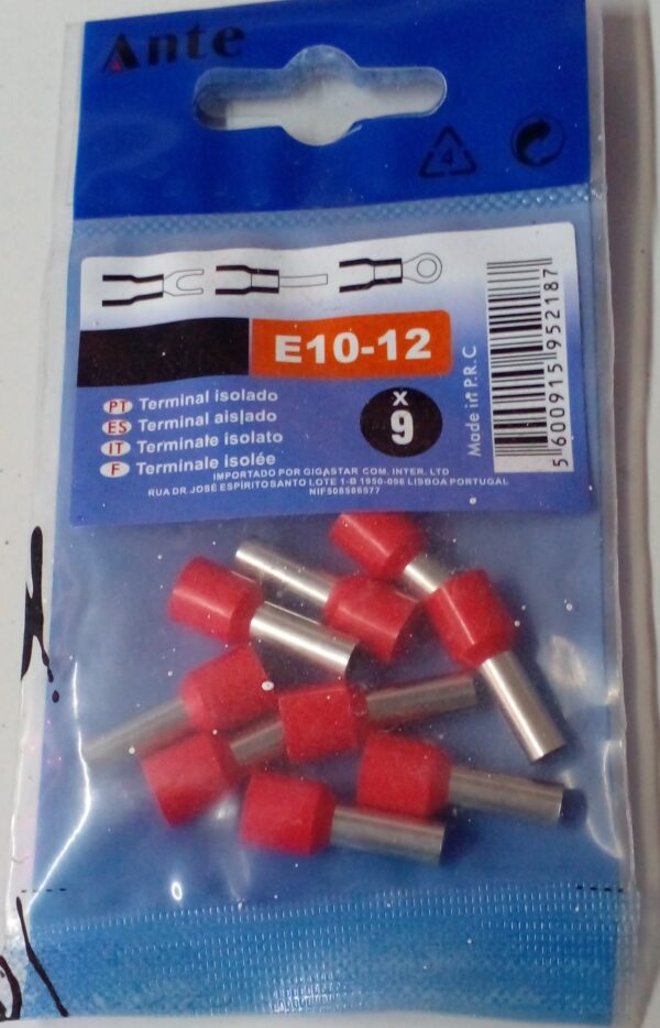 TERMINAL FERRULER AISLADO 9 PIEZAS ROJO 6MM