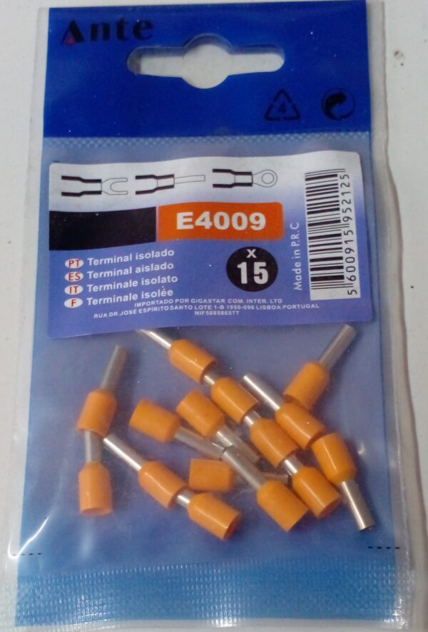 TERMINAL FERRULER AISLADO 15 PIEZAS NARANJO 2,5MM